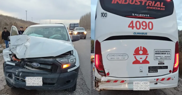 Un colectivo que transportaba a 25 petroleros chocó con camioneta de la UOCRA