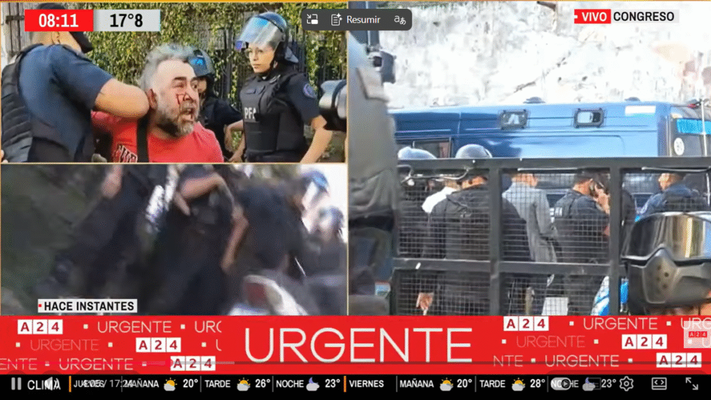 Agredieron y detuvieron a un camarógrafo en la protesta de activistas por la Ley de Glaciares