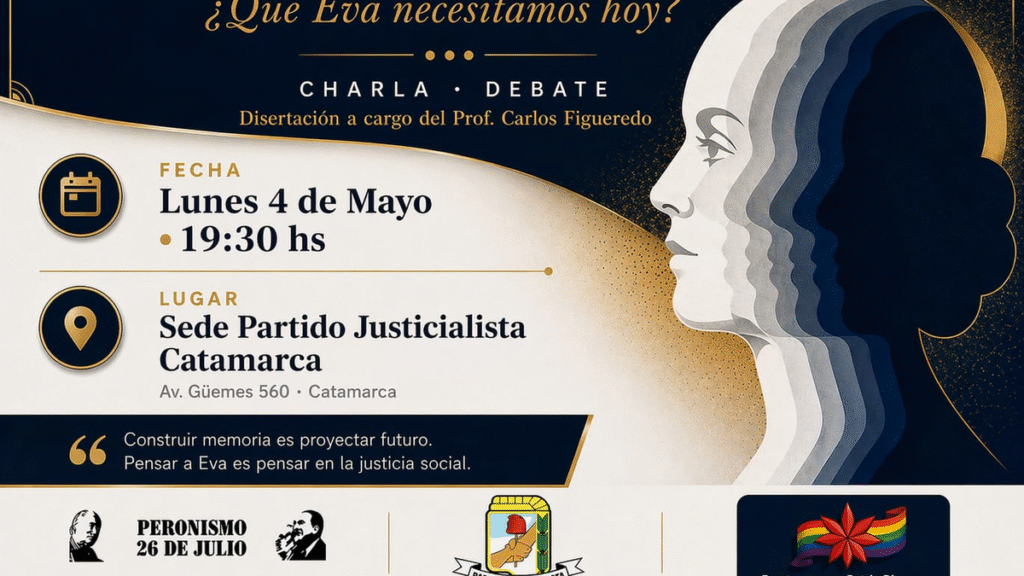 Charla-debate “Las diversas miradas sobre Eva” se realizará en Catamarca
