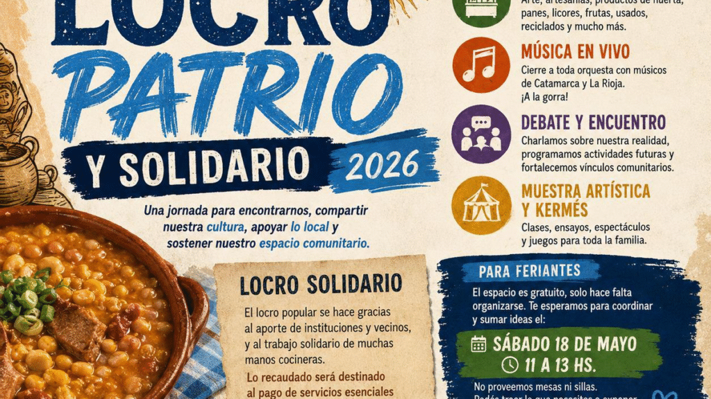 El Centro de Cultura y Trabajo Comunitario “Villa Dolores” realizará la 15° edición del Locro Patrio