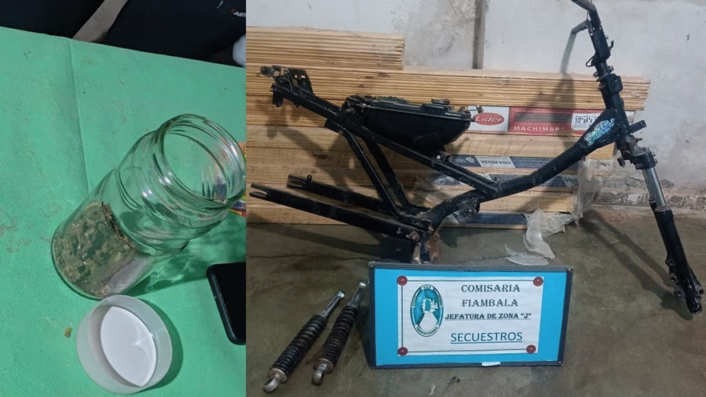 Tras un allanamiento en Tinogasta policías secuestraron motopartes y droga Tras un allanamiento en Tinogasta policías secuestraron motopartes y droga