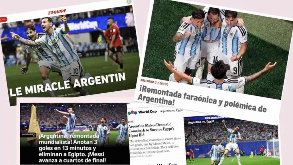La reacción de la prensa mundial ante la infartante victoria de Argentina ante Egipto La reacción de la prensa mundial ante la infartante victoria de Argentina ante Egipto