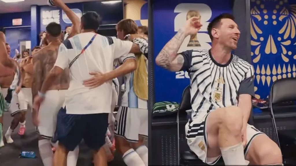 El eufórico festejo de los jugadores de la Selección argentina en el vestuario