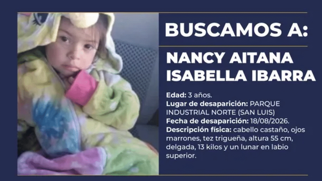 Seguridad activó Alerta Sofía por una niña de 3 años desaparecida