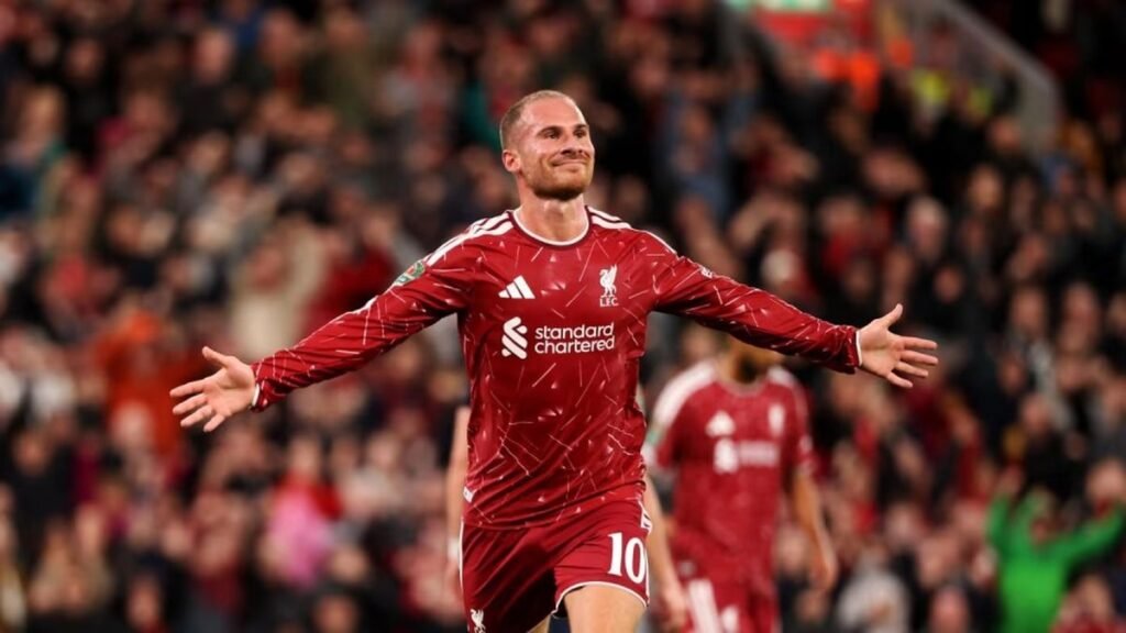 Gol y asistencia de Mac Allister en el Liverpool