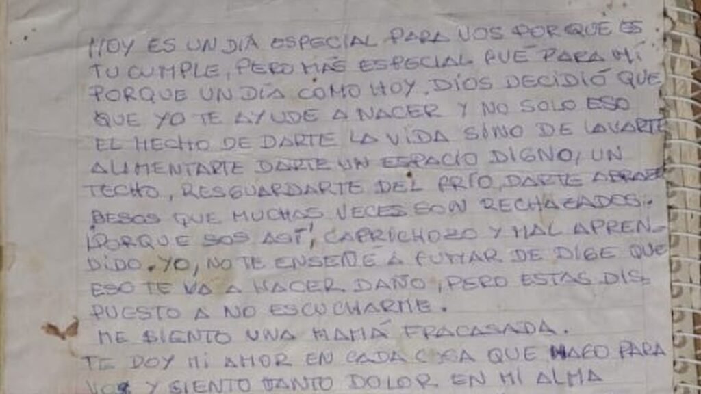 La estremecedora carta  de la víctima a su hijo  en un cumpleaños