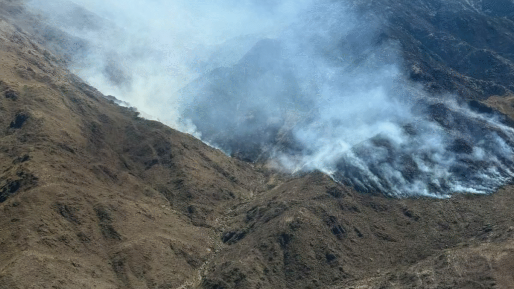 Estiman más de 1.000 hectáreas afectadas por el fuego en Minas Capillitas, Aconquija y Villa Vil