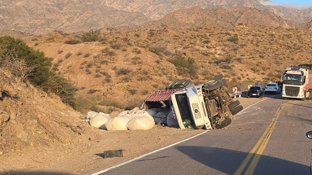 Volcó un camión en La Cébila a la altura de la Curva de las Golondrinas