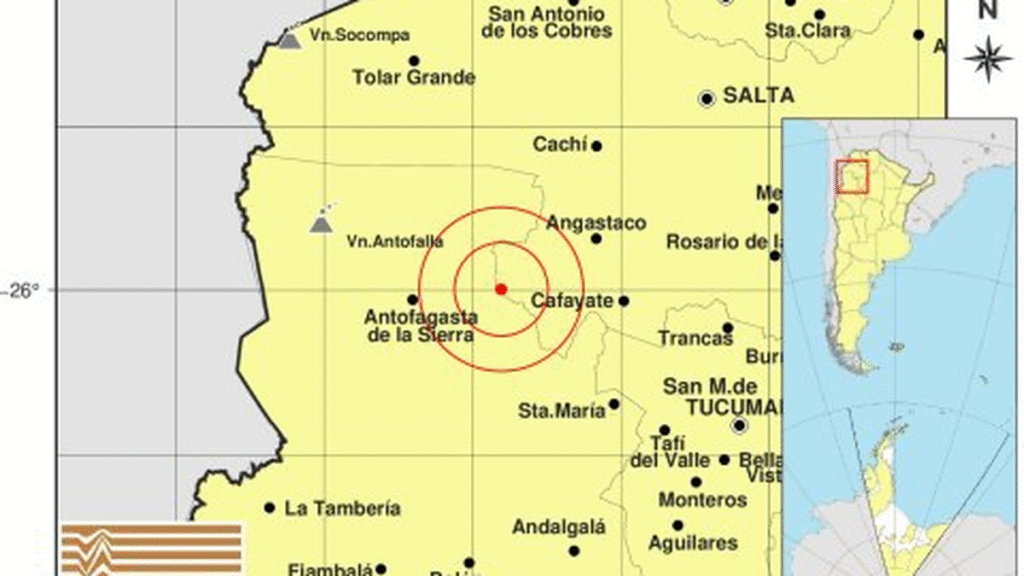Se registró un sismo de magnitud 2.5 en Catamarca