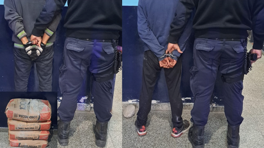 Aprehendieron a dos hombres con cuatro bolsas de cemento